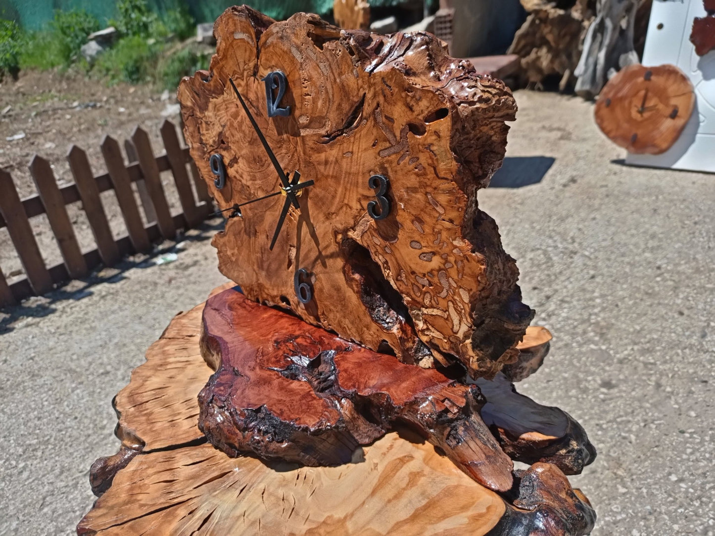 Olive Root Table Clock 12"