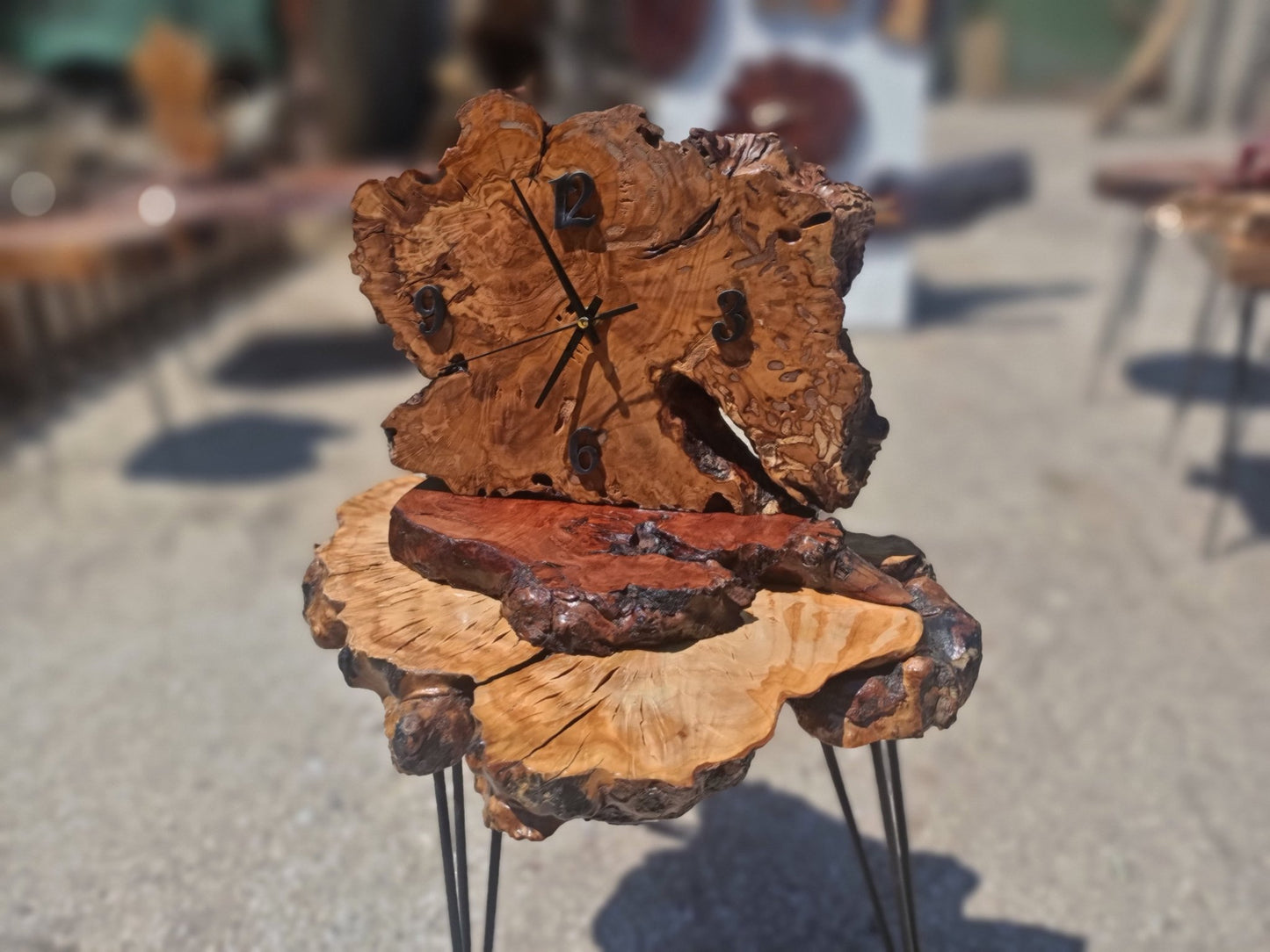 Olive Root Table Clock 12"