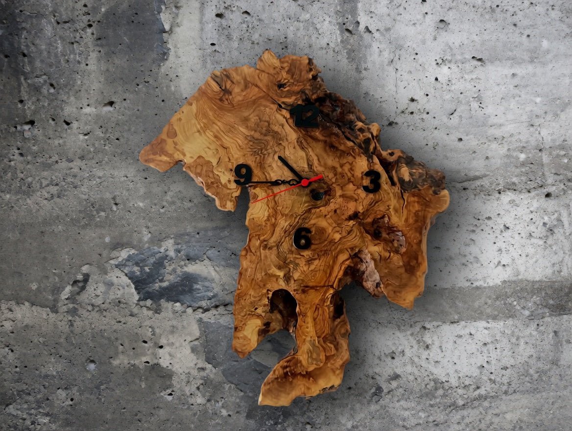 Live Edge Olive Wall Clock 30cm - 40cm - 50cm