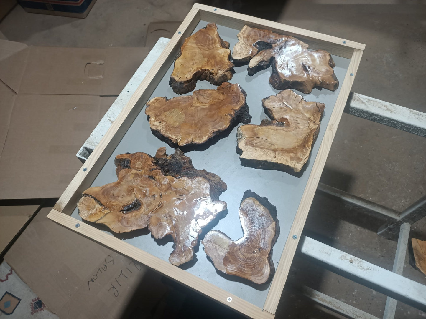 Varnished Olive Slabs Set