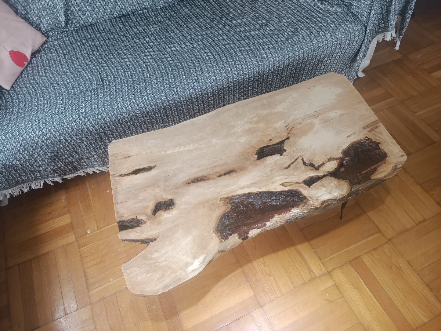 Live Edge Hornbeam Center Coffee Table 90cm - 100cm