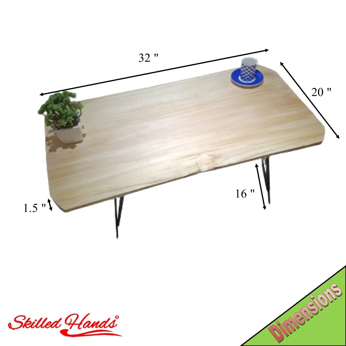 Live Edge Linden Rustic Coffee Center Table 80cm