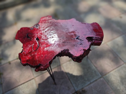 50cm Red Colored Live Edge Olive Coffee Table
