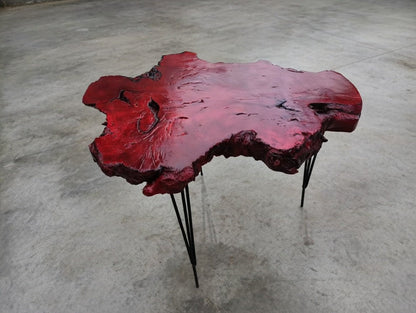 50cm Red Colored Live Edge Olive Coffee Table