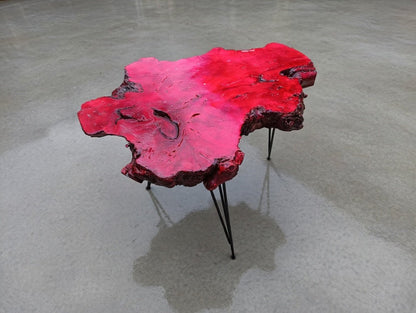50cm Red Colored Live Edge Olive Coffee Table