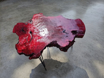 50cm Red Colored Live Edge Olive Coffee Table