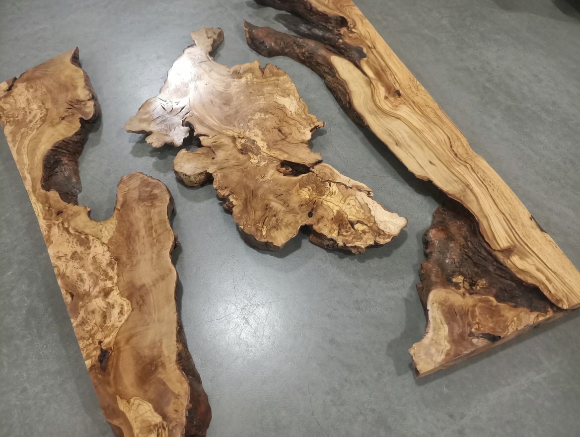 80cm - 100cm Olive River Epoxy Slab Set 3 pcs