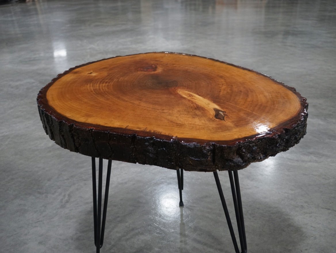 Live Edge Epoxy Covered Linden End Table 40cm