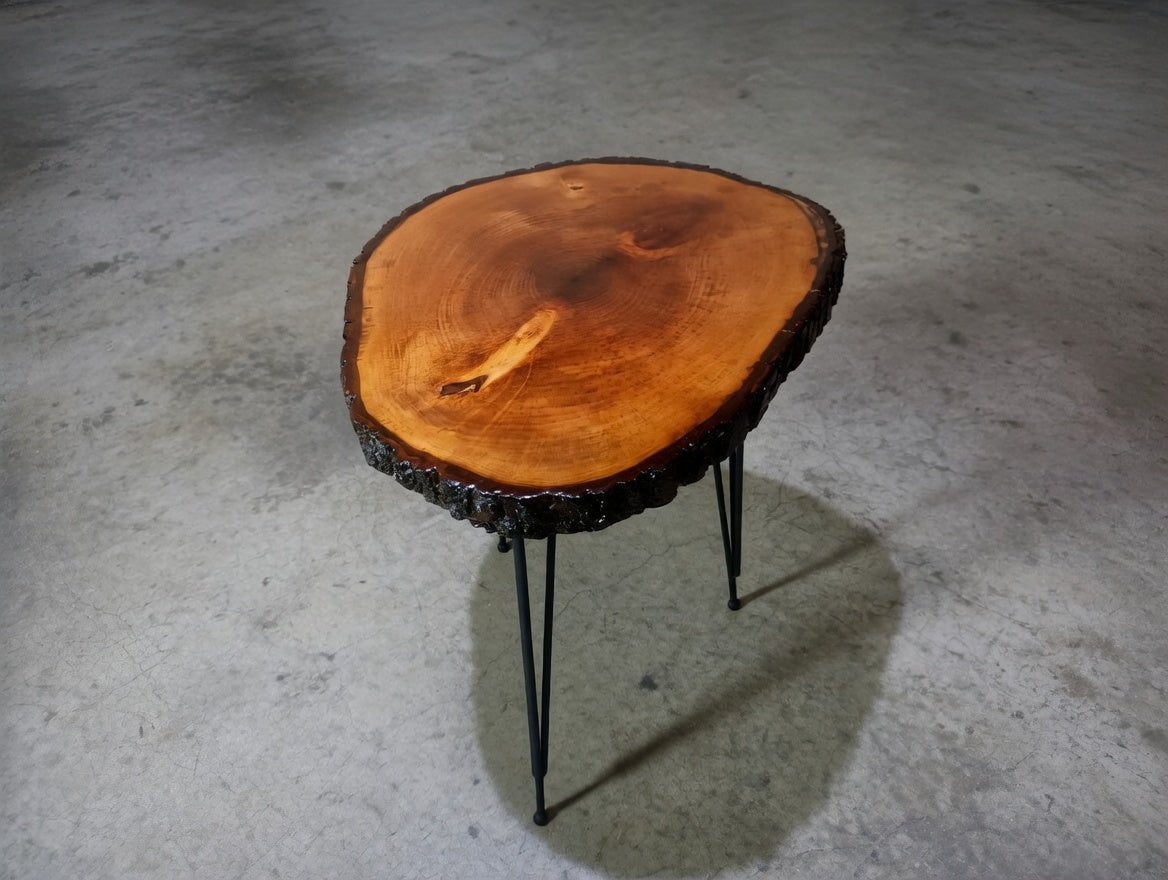 Live Edge Epoxy Covered Linden End Table 40cm