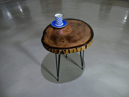 Live Edge Epoxy Covered Walnut End Table 30cm - 40cm