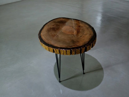 Live Edge Epoxy Covered Walnut End Table 30cm - 40cm