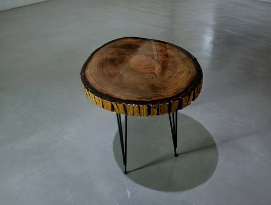 Live Edge Epoxy Covered Walnut End Table 30cm - 40cm