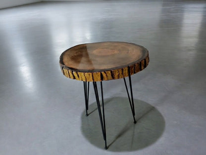 Live Edge Epoxy Covered Walnut End Table 30cm - 40cm