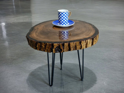 Live Edge Epoxy Covered Walnut End Table 30cm - 40cm