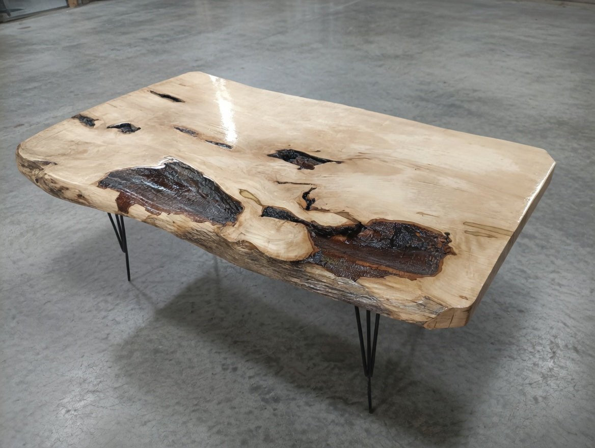 Live Edge Hornbeam Center Coffee Table 90cm - 100cm