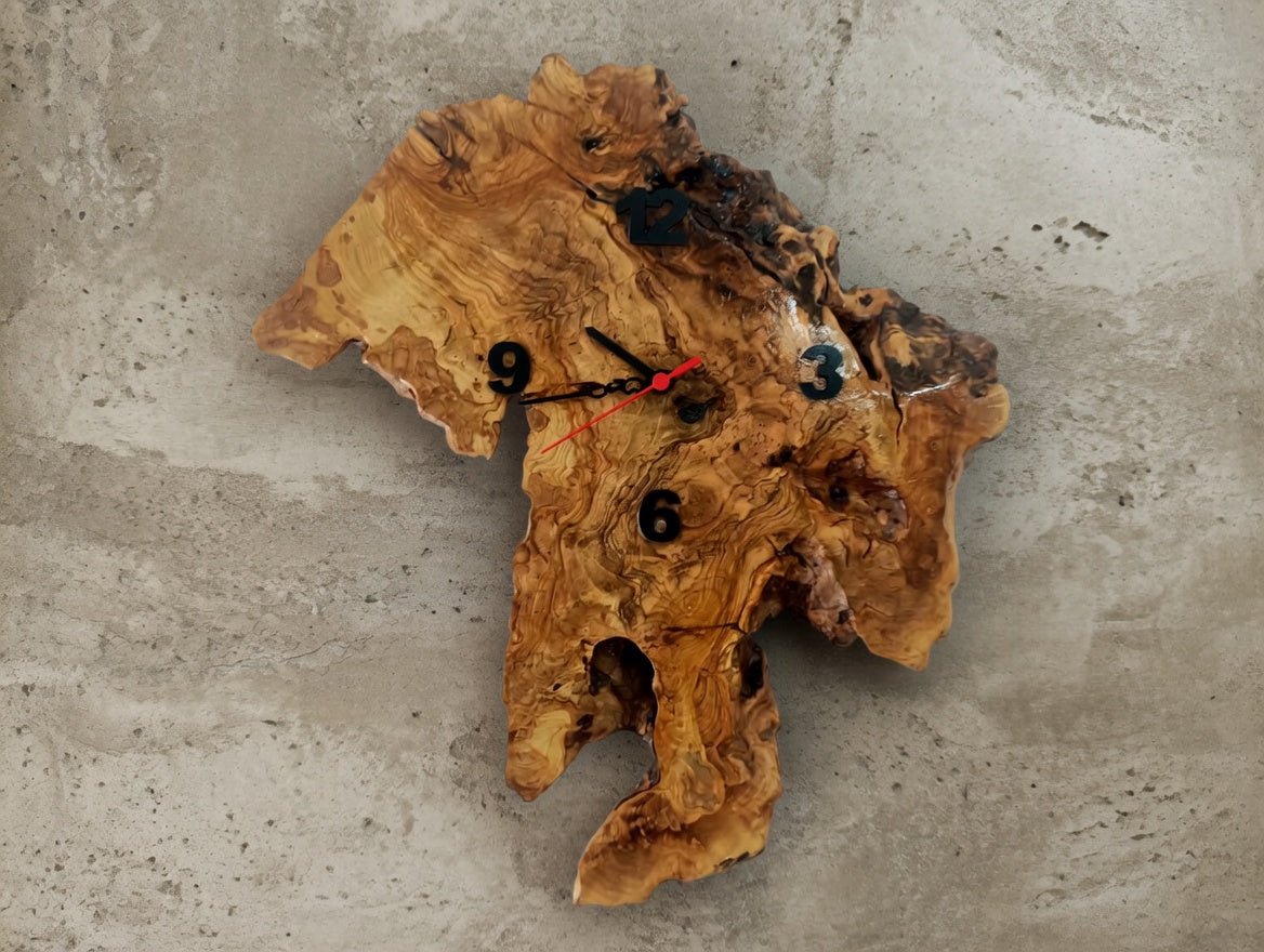 Live Edge Olive Wall Clock 30cm - 40cm - 50cm
