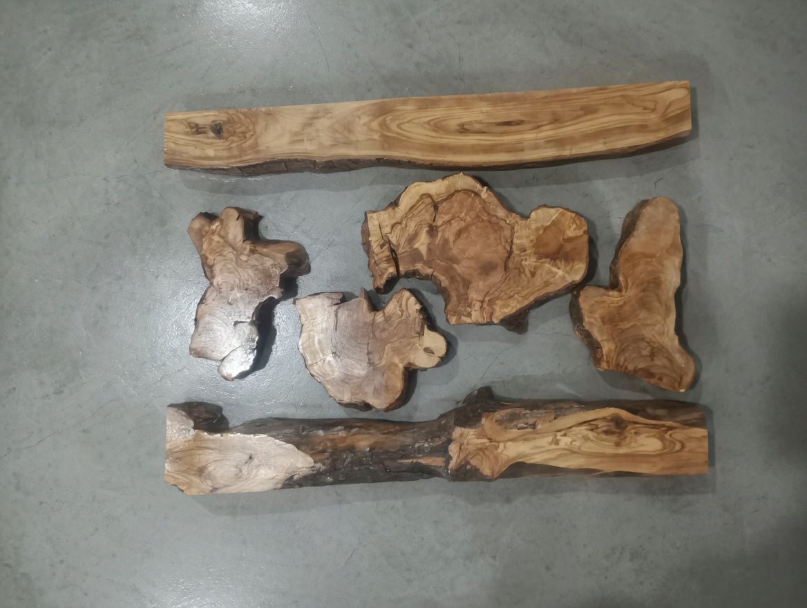 Olive Wood River Table Set 6 pieces 60cm