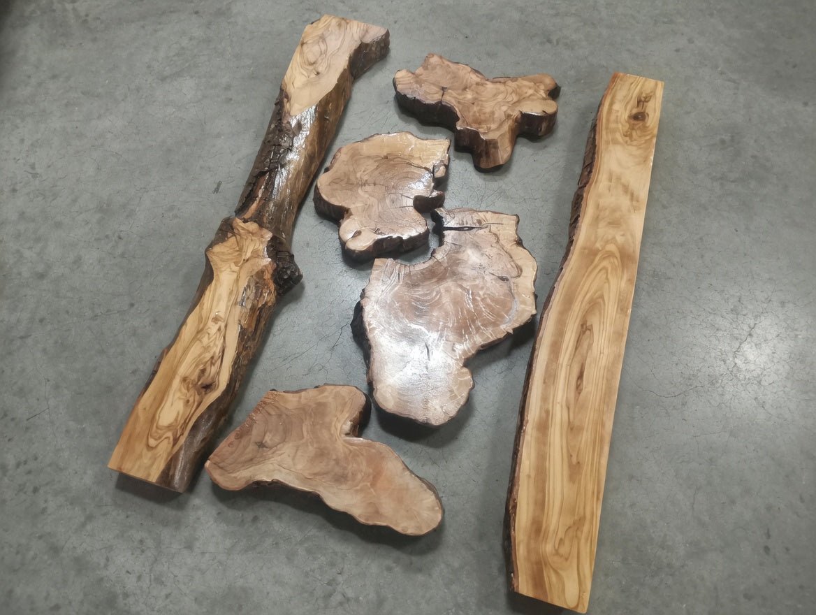 Olive Wood River Table Set 6 pieces 60cm