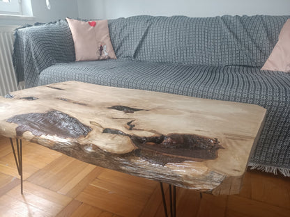 Live Edge Hornbeam Center Coffee Table 90cm - 100cm