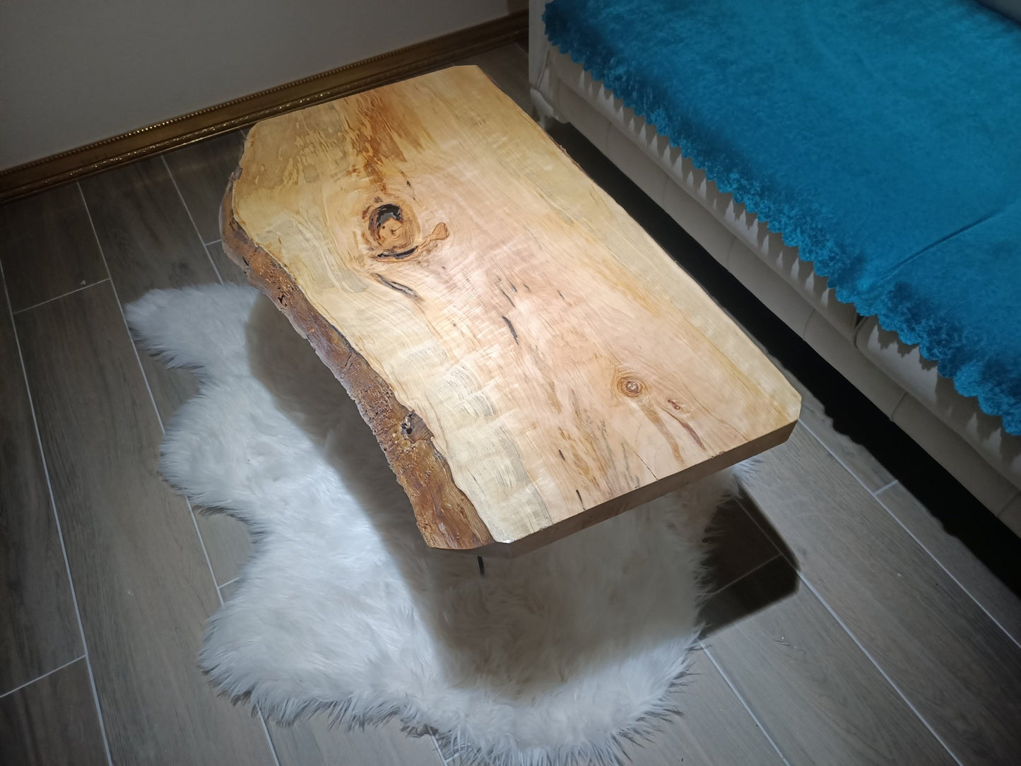 Live Edge Poplar Coffee Table 80cm - 90cm